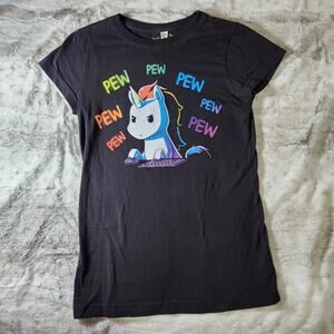 Tee Turtle Gamer Girl Rainbow Unicorn Cotton Graphic Tee - Women's Slim Fit M